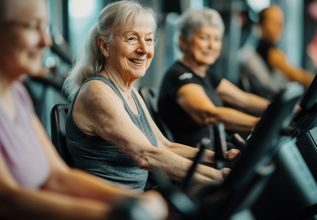 Активні люди старшого віку займаються фітнесом